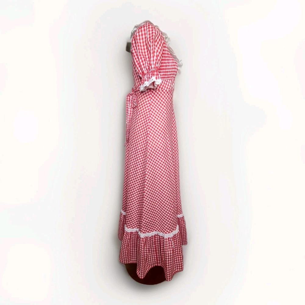Vtg Jody T Of California Red Gingham Maxi Cottage Prarie‎ Puff Sleeve Dress 70s - Picture 5 of 8